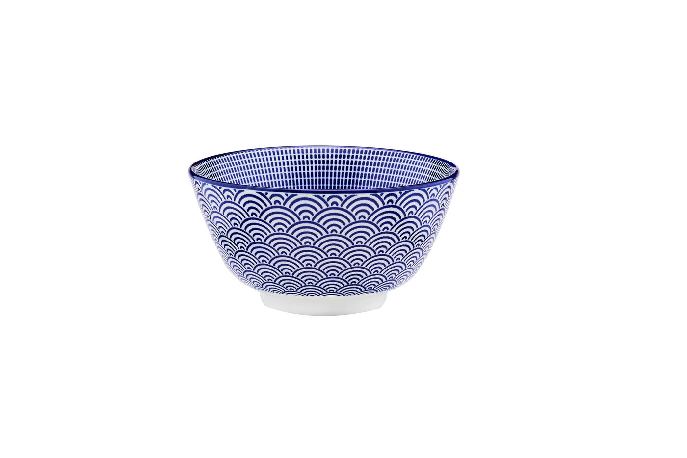 BJORN Bol Pattern - Set van 6 Kommen Ø12cm - Porselein - Vaatwasserbestendig - Donkerblauw