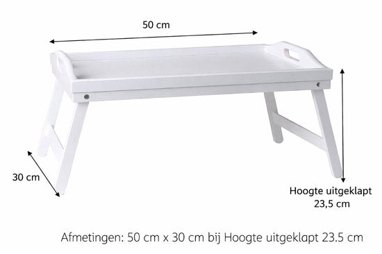 Ceruzo Ontbijt op Bed Dienblad – Inklapbare Bamboe Bedtafel 50x30 cm – Wit