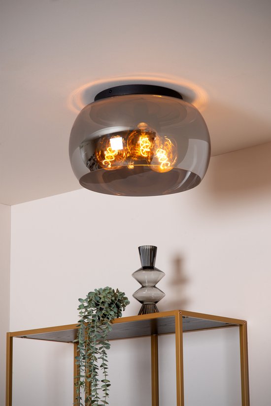 Lucide OLIVIA - Plafonnière (Plafondlamp) - Ø 40 cm - 3xE27 - Fumé
