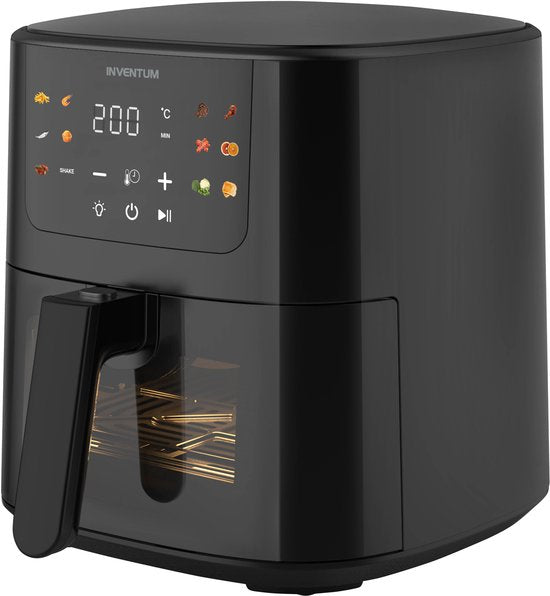 Inventum GF502HLDB Airfryer - 5L - Kijkvenster - 11 programma's - 70-200 °C - Tot 5 personen - Zwart - WK