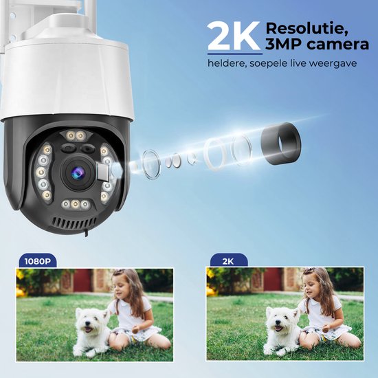 Camux Cam-VisionX Beveiligingscamera Buiten IP66 - 3MP 2K Camera - Buitencamera met Nachtzicht - Wifi met App - Security Camera