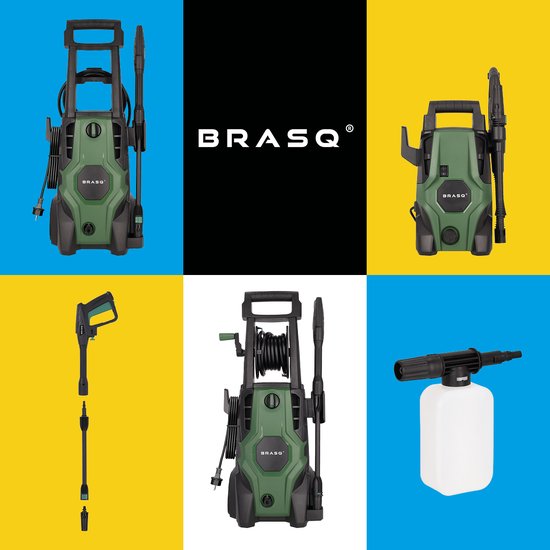 BRASQ Hogedrukreiniger Deluxe - Terrasreiniger - Hogedrukspuit – 1700W - 150 bar - 450 L/H - Complete set