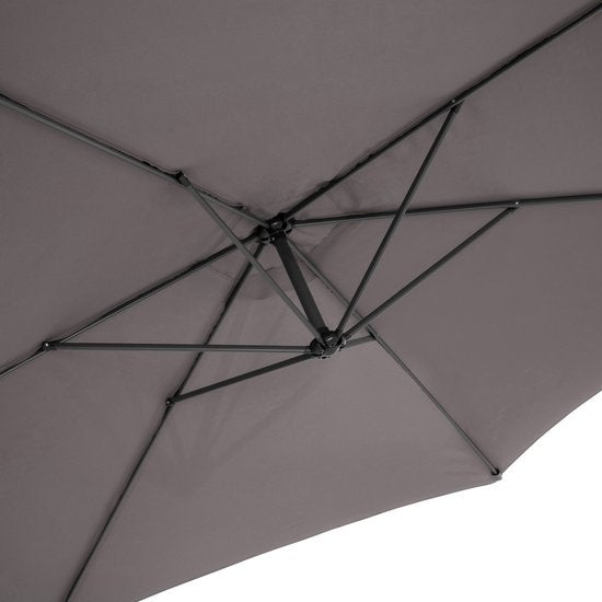 tectake® - Aluminium zweefparasol - Doorsnede 350 cm - Draaibaar - Kantelbaar (traploos verstelbaar) - UV-bescherming - Incl. beschermhoes - grijs