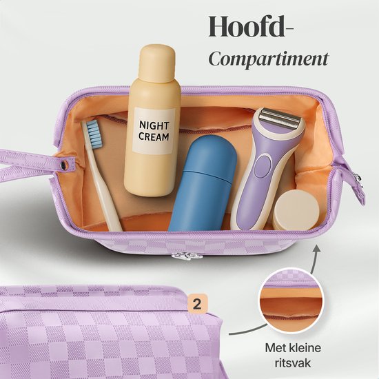 SC Travel Essentials - Toilettas en Make-up Organizer - Waterdicht en Compact - Geschikt voor Reis en Dagelijks Gebruik - Unisex - Paars