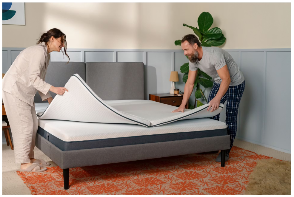 Emma Flip Topper – 180 x 200 x 5 cm - Omkeerbaar – Airgocell Schuimlaag - Wasbare Hoes – Wit polyester