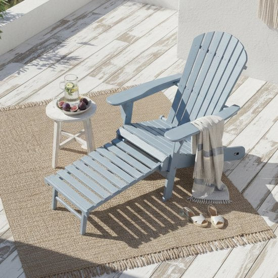 AXI Alexa Adirondack Stoel Grijs – Met Voetenbank - Houten loungestoel met armleuningen – Opklapbaar - Hoge rugleuning - Tuinstoel – 147 x 78,5 x 89 cm – FSC 100% Hemlockhout