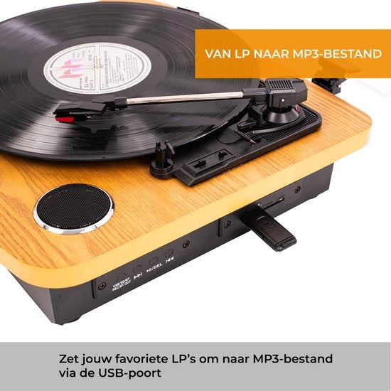 Denver Platenspeler Dual Bluetooth - Ingebouwde Speakers - USB - Retro - Hout - VPL230LW