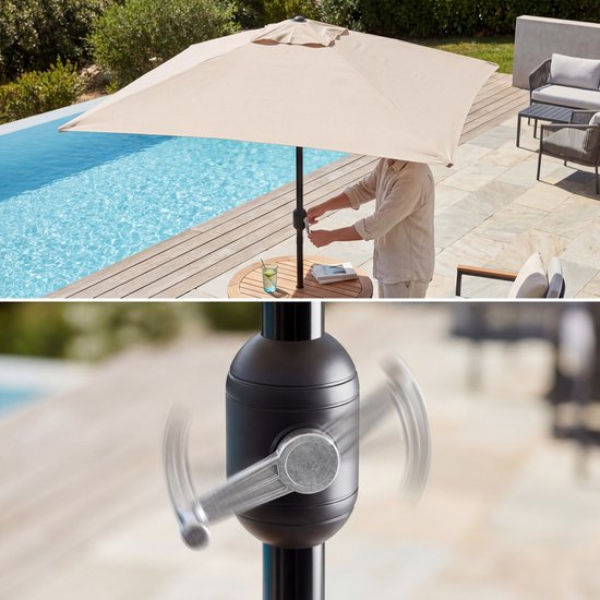 Tristar Stokparasol - Vierkant - 200x200cm - Balkon & Tuin - Kantelbaar - Incl. Beschermhoes - PA-7902 - Beige