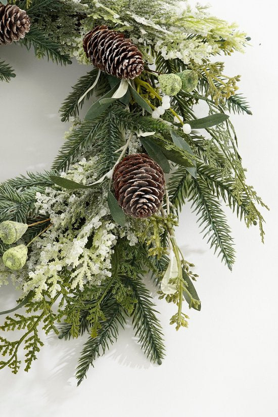 House of Seasons Alva Kerstkrans - Ø40 cm - Groen