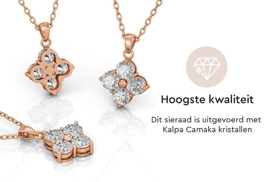 Yolora Dames Ketting met Hanger - Kalpa Camaka Kristallen - Rosé kleurig - 18K Roségoud Verguld - Vrouwen Collier Rose Gold - Sieraden - Halsketting - Luxe Giftbox - Geschenkdoos - Cadeau doos - Exclusieve Geschenkverpakking - Mooie Cadeauverpakking