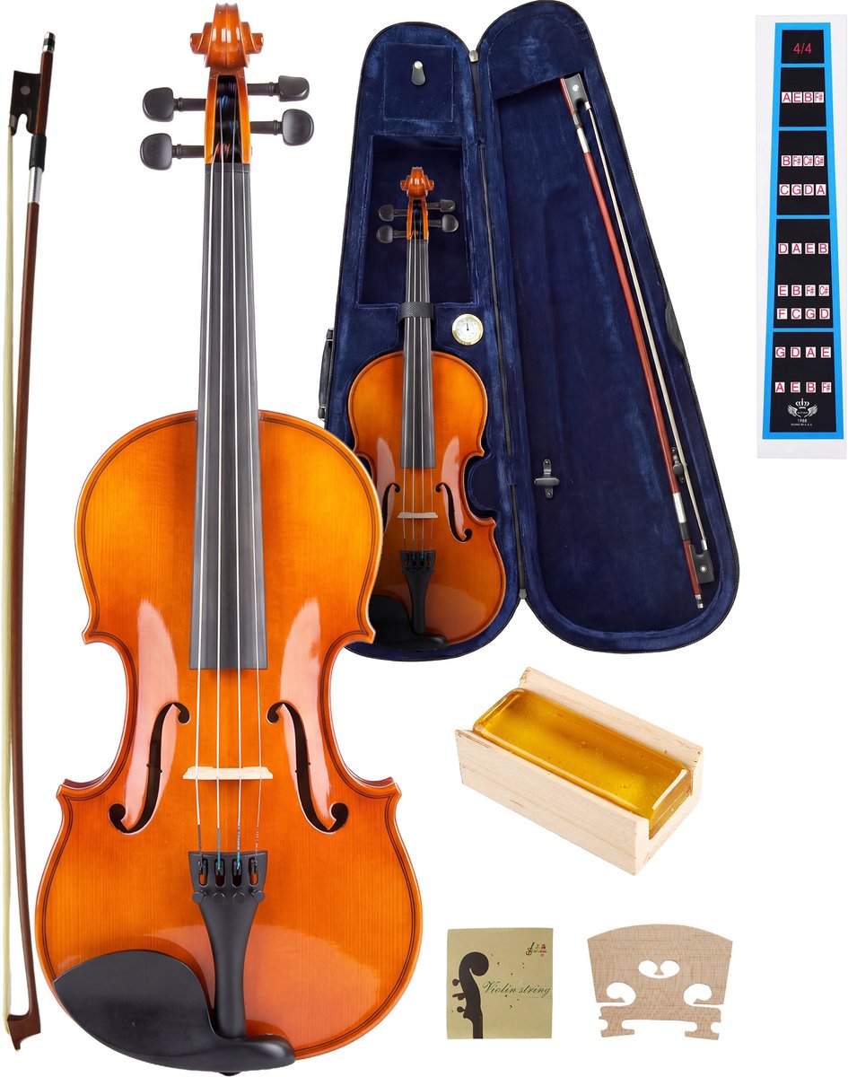 Finesse Vioolset Paris Edition - met Koffer, Strijkstok & Accessoires - Full-size 4/4