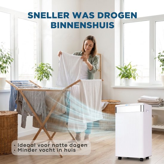 Aironex Luchtontvochtiger 20L per dag – Wasdroogfunctie – Tot 70 m² – Stil – Met App & Ionisator – Voor Kelder, Woonkamer, Slaapkamer & Badkamer – Dehumidifier