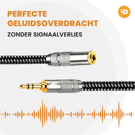 Drivv. Premium AUX Verlengkabel - 3 meter - Jack Male naar 3,5 mm Female - Audio Verlengkabel - Jack Verlengsnoer - Nylon