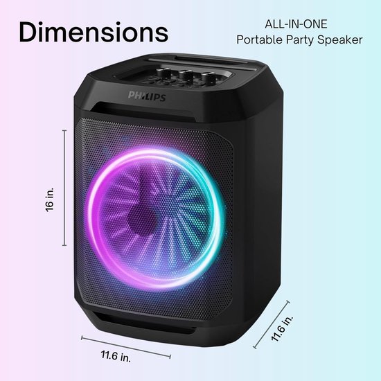 Philips Bluetooth Party Speaker TAX2208 – Karaoke – Feestverlichting – DBB Bass Boost – Tot 7 uur speeltijd-Zwart