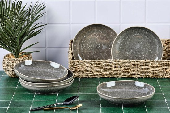 Diep bord STELLAR Ø22,5cm - 6 stuks - Betongrijs