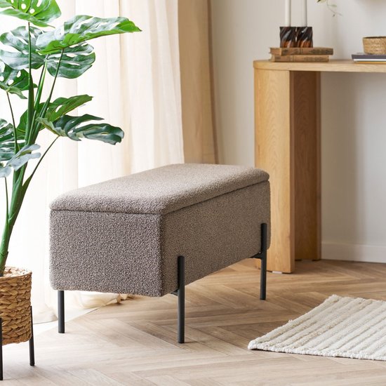 House Nordic Opbergbank Watford - Bruin Bouclé Stof - 95x43x37cm