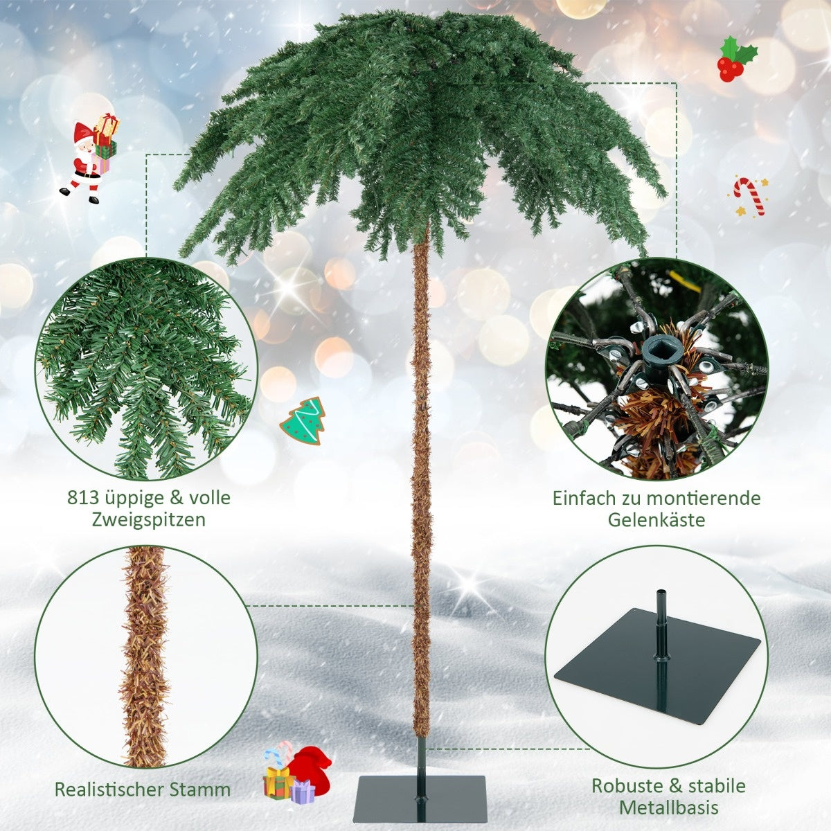 Coast Kerstboom Kerstpalm MET 250 Warme Witte LED -lichten - 813 takken - 180 cm