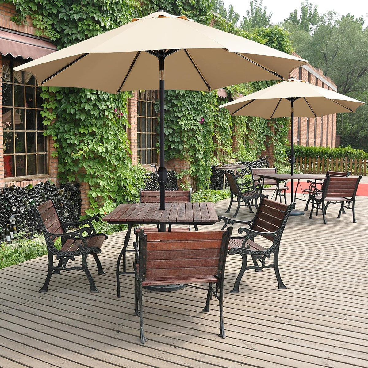 Yaheetech Parasol 270 cm - Knikbaar en Kantelbaar - Met Draaistang - Polyester