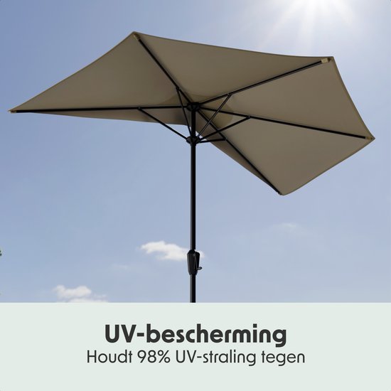 LifeGoods Balkon Parasol - Tuin - 270x135 cm - Halfronde Parasol - Waterdicht - UPF50+ - Taupe
