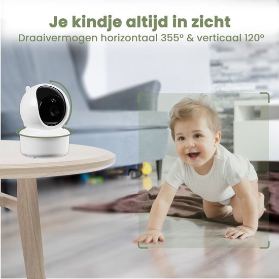 Saaf Babyfoon - Incl. Camera en Monitor - Bestuurbaar/kantelbaar - Praatfunctie - 5" Scherm