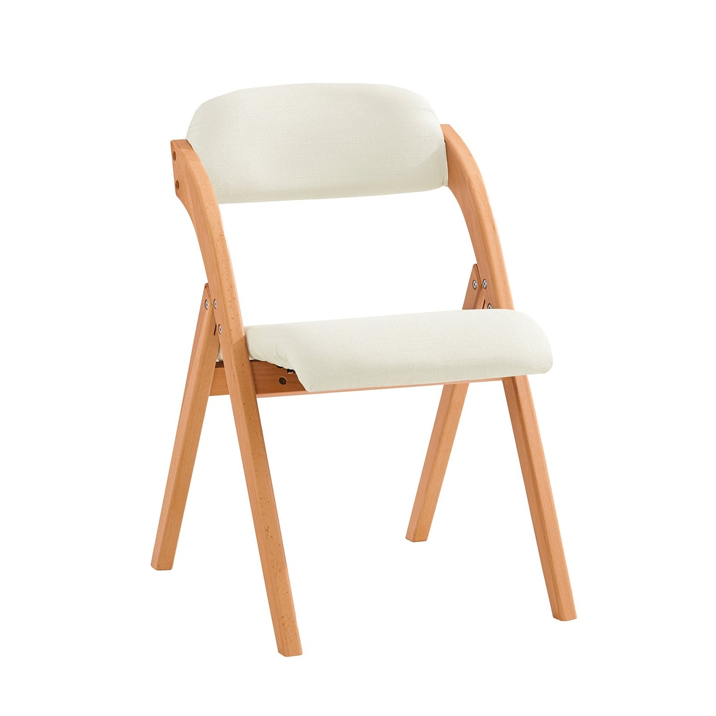 SoBuy Houten Klapstoel met Gestoffeerde Zitting - 47x57x79 cm - Beukenhout - Wit