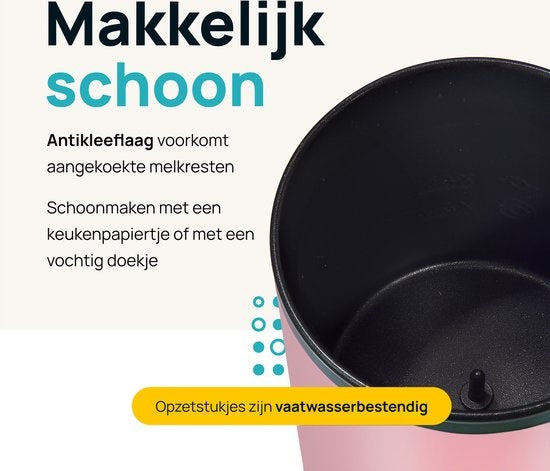 MOA Melkopschuimer Elektrisch - BPA vrij - Voor Opschuimen en Verwarmen - Roze - MF5P