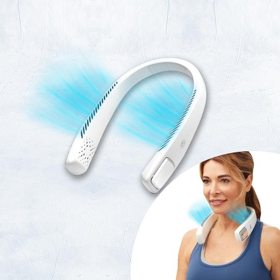 LIVINGTON Cool2Go Nekventilator - lichtgewicht draagbare nekventilator met 3 snelheden, flexibele nekriem en 6 uur werktijd.