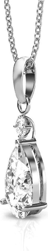 Yolora Dames Ketting met Hanger en Kalpa Camaka Kristallen - Zilver kleurig - 18K Witgoud Verguld - Cadeauverpakking - Moederdag Cadeautje