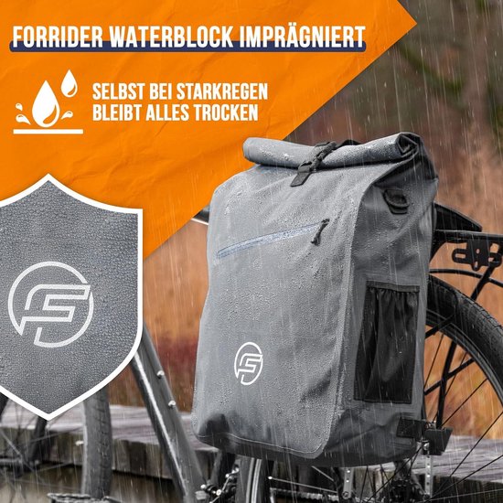 3-in-1 fietstas voor bagagedrager en rugzak - waterdicht - 27 liter - reflecterend - zadeltas voor fiets