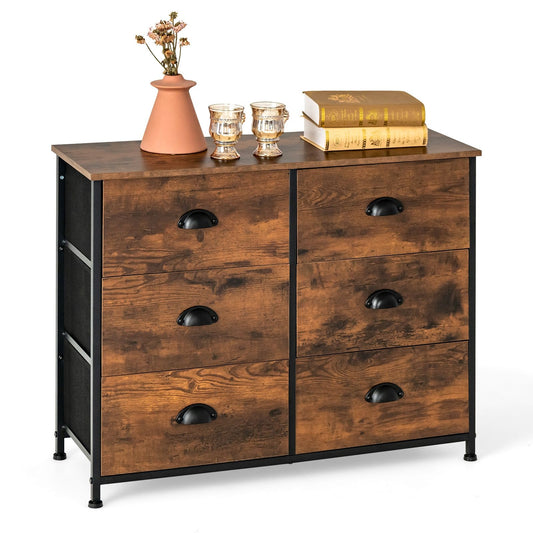Coast Ladekast - met 6 Laden - Hout - 80 x 30 x 63 cm - Rustiek Bruin