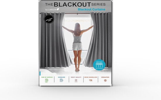 Larson - Luxe effen blackout gordijn - met haken - 3m x 2.5m - Lichtgrijs