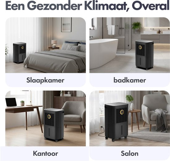 Komodo Luchtontvochtiger - 16L Per Dag - Slaapkamer, Badkamer, Huis & Kelder - Dehumidifier - Was-droog Functie - Voorkomt Schimmel - Komodo