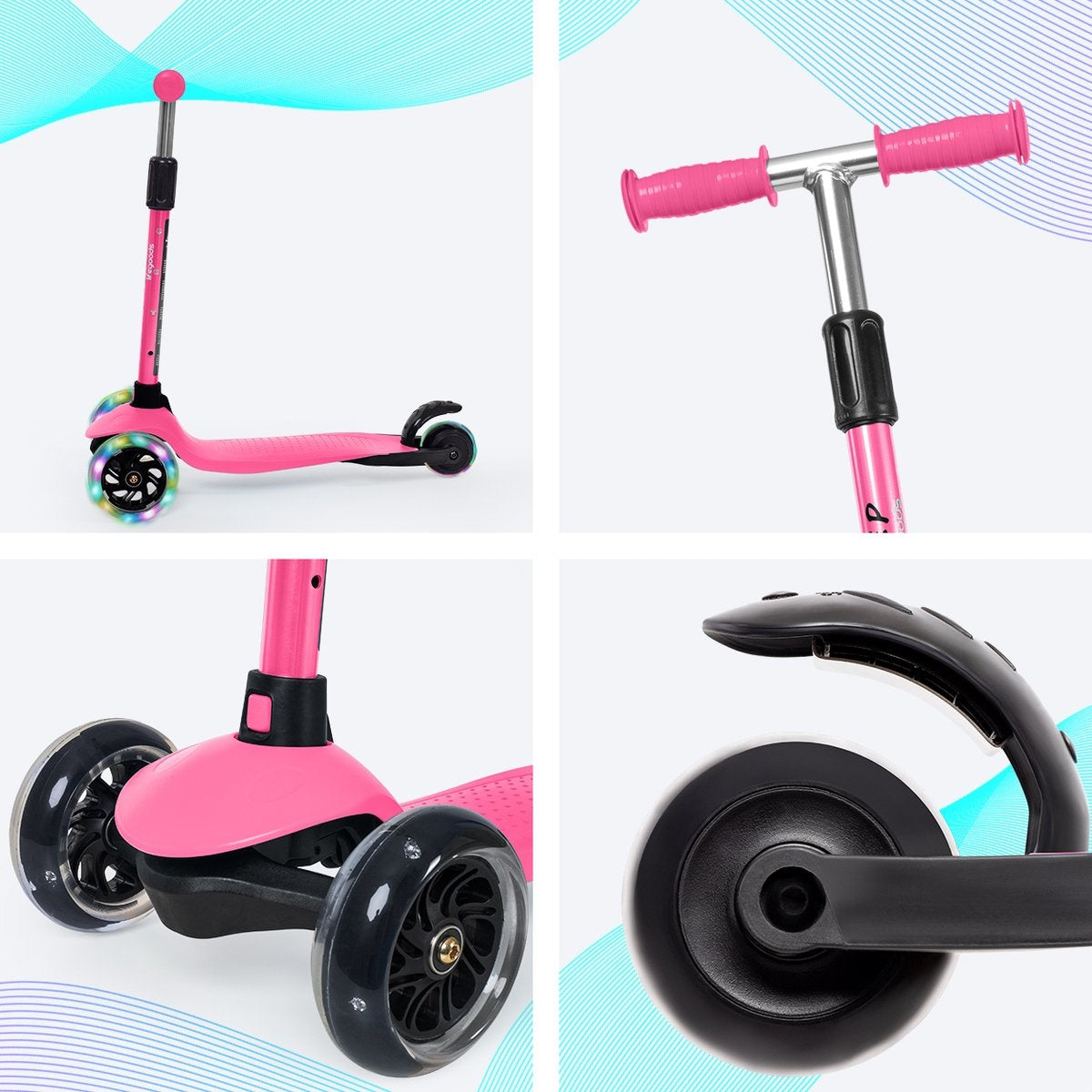 LifeGoods HappyStep - Kinderstep - Step 2-5 Jaar - 3 Lichtgevende Wielen - Jongens/Meisjes - Roze