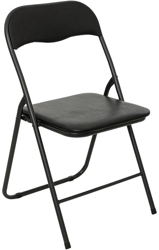 Klapstoel met pvc zitting - Zwart - 44 x 48 x 79 cm - Metaal - Bijzet stoelen - Inklapbaar