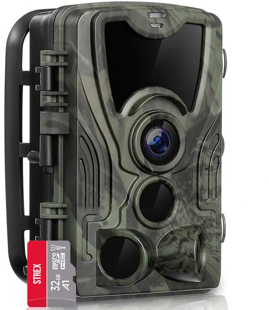 Strex Wildcamera met Nachtzicht 120MP 4K Ultra HD - Waterdichte Buitencamera - Jachtcamera - Incl. 32 GB SD kaart