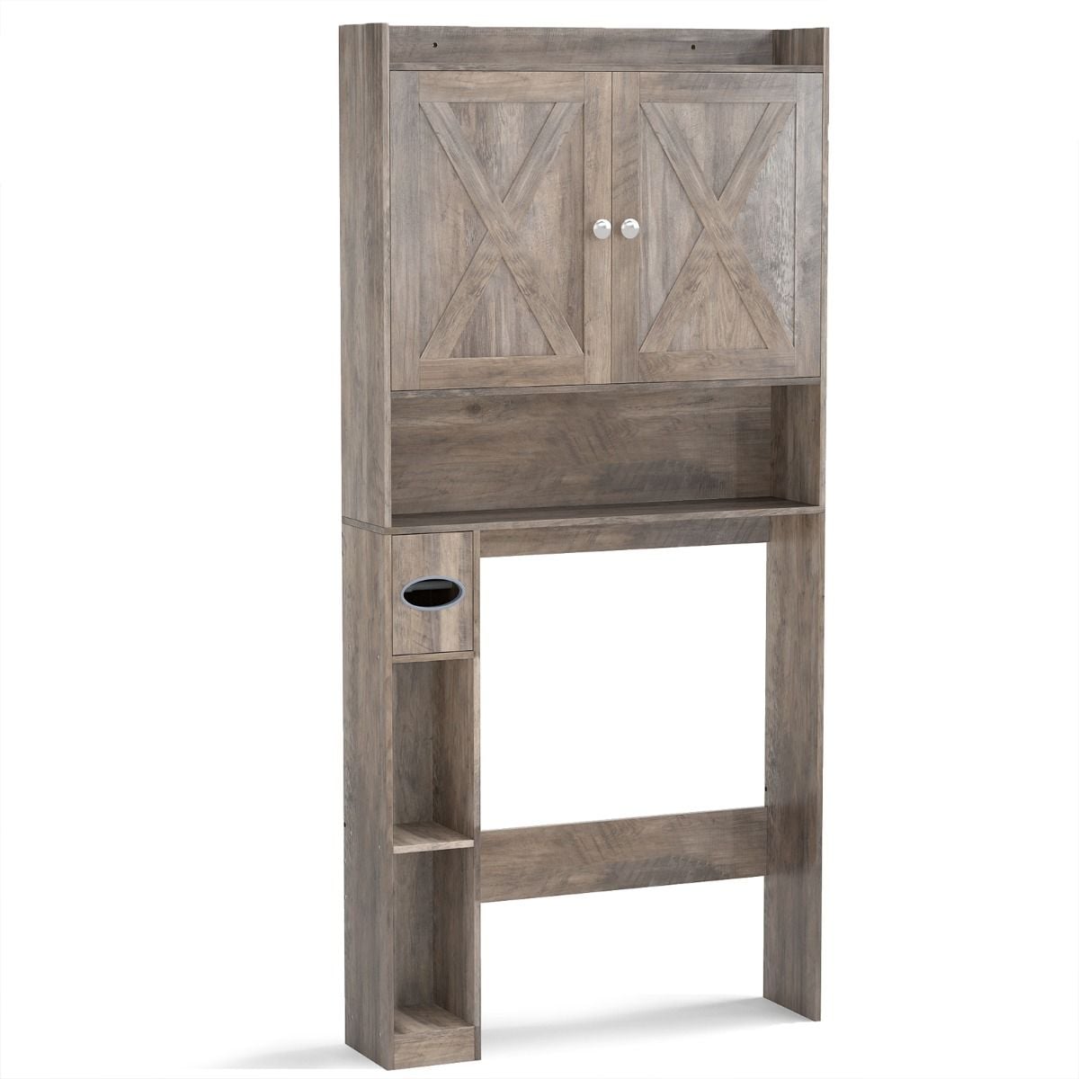 Coast Toiletkast Grijs – 81,5 x 19,5 x 172,5 cm – Met Dubbele Deuren en Toiletpapierhouder