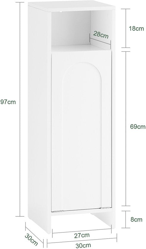 SoBuy BZR161-W Badkamermeubel - Wit Houtcomposiet met Uitklapbare Waszak