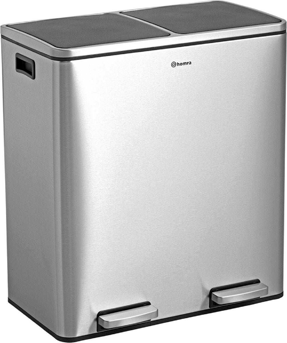 Homra QUICKX Duo - Prullenbak - Afvalscheiding - 2 Vakken – RVS - 60 liter (2x30 L)