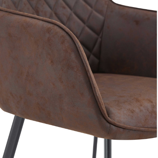 Multifurn Elin Eetkamerstoelen - Set van 2 - Microleder - 59 x 44 x 82 cm - Bruin