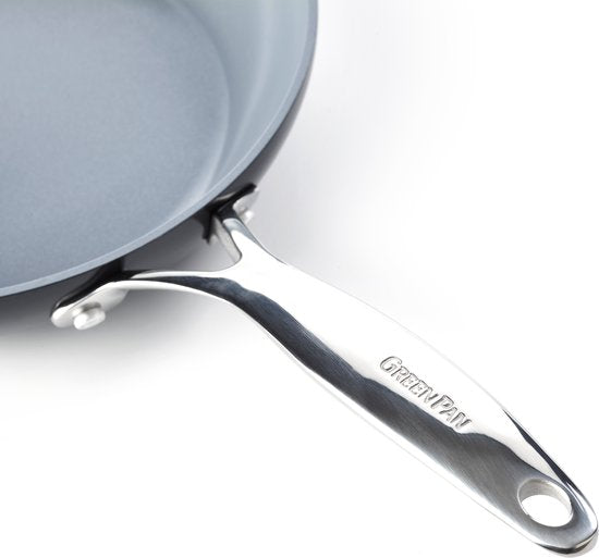 Greenpan Venice Pro Aluminium Koekenpan Ø 28cm – PFAS-vrij - Inductie – Ovenbestendig tot 220°C – Vaatwasserbestendig – Snelle opwarming – RVS handgrepen - Zwart