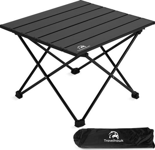 Travelhawk Campingtafel Inklapbaar - Campingtafel Opvouwbaar - Camping Tafel - campingtafel Lichtgewicht - Picknicktafel Kinderen - Zwart - 40x35x30cm - Small