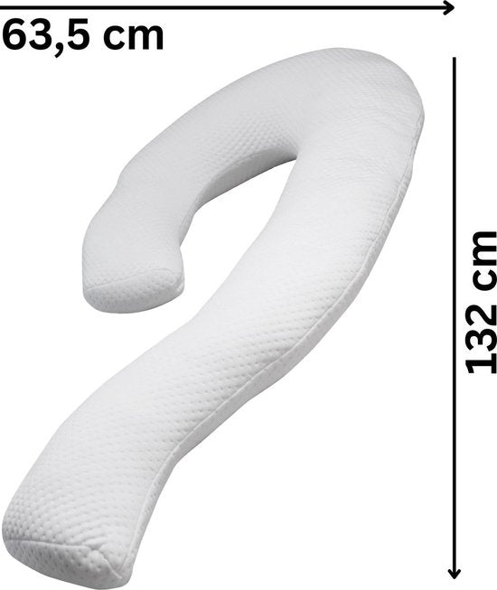 Dreamolino Swan - ergonomisch zijslaper kussen - 7-in-1 comfortkussen - ondersteunt & heeft een stabiliserende werking - zwangerschapskussen - borstvoedingskussen - ademend lichaamskussen