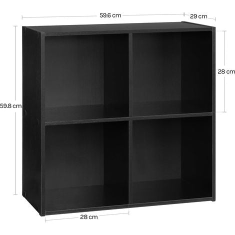 WOLTU Boekenkast Zwart - 59,6 x 29 x 59,8 cm - 4 Vakken - Melamine