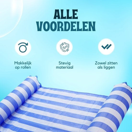 Travelly - Luxe Waterhangmat - Hangmat - Luchtbed - Luchtmatras Zwembad - Waterspeelgoed - Water hangmat - Blauw