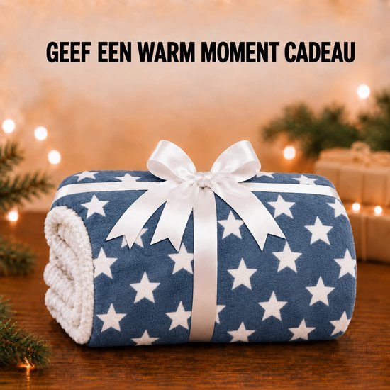 Fleece Deken met Mouwen - Plaid met Mouwen - Hoodie Deken - Hoodie Blanket - Huggle Hoodie - Snuggle Hoodie - Dekens - TV Deken - Blauw - Sterren - Dames en Heren - Volwassenen - 180x130 cm - Noodpakket - Kerstcadeau - Snuggie Moment
