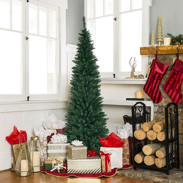 Coast Slim Kunstkerstboom Groen – 76 x 213 cm – Pencil Design met 700 Takpunten en Metalen Standaard
