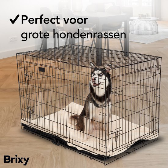 Brixy Hondenbench - Bench Voor Honden - Maat XXL - Opvouwbaar - 122 x 76 x 84 CM - 2 Deuren - Zwart