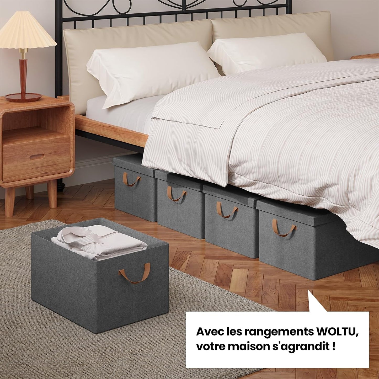 WOLTU Opbergdozen 5-delige Set - Grijs - 43x26x33cm