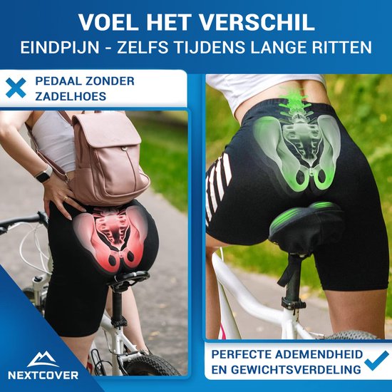 NEXTCOVER® NIEUW Universele gel zadelhoes fiets inclusief regenhoes [memory foam] - Zadelhoes waterdicht met meerlaagse vulling -Zadelhoes regen voor fietsstoeltje voor heren en dames - Slank