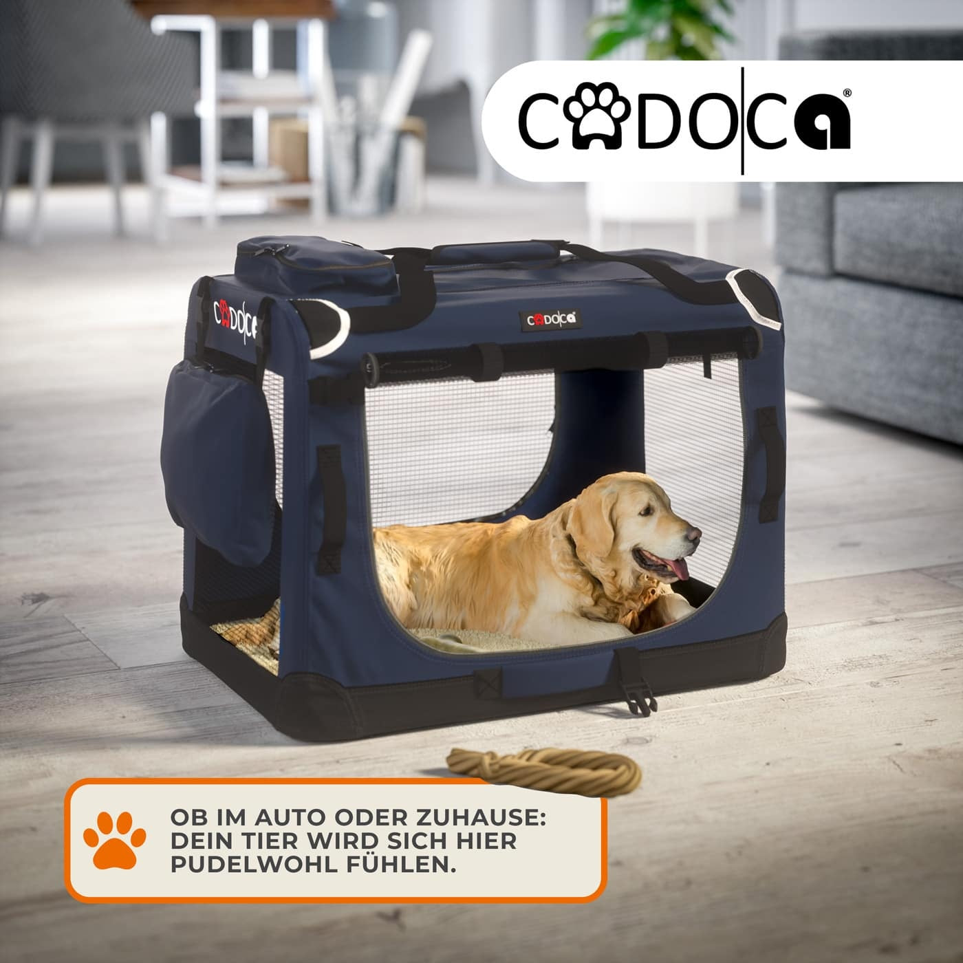 Cadoca Honden & Katten Reismand M - 60x43x45cm - Marine Blauw